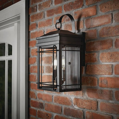 Hampton Bay Broward 17" 2-Light Black Outdoor Wall Light