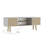 Jakerra TV Stand with Power Outlets and Adjustable Shelf