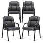 Boss Black Leather Guest Reception Waiting Room Office Chair- 4 Pack