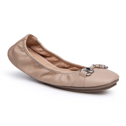 Me Too Olympia Ballet Flat w/ Ornament, Lt Nude Nappa - Size 7