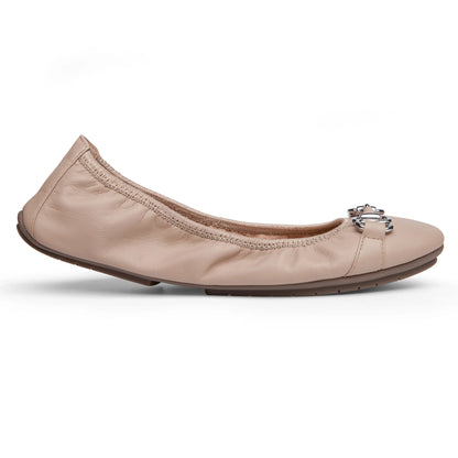 Me Too Olympia Ballet Flat w/ Ornament, Lt Nude Nappa - Size 7