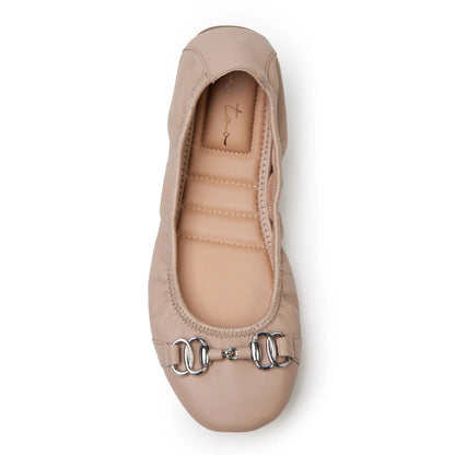 Me Too Olympia Ballet Flat w/ Ornament, Lt Nude Nappa - Size 7