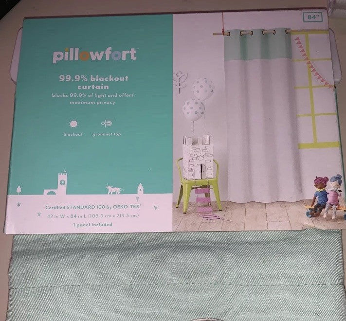 Pillowfort Striped Tassels Kids' Shower Curtain Blue - OEKO-TEX Certified