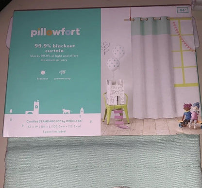 Pillowfort Striped Tassels Kids' Shower Curtain Blue - OEKO-TEX Certified