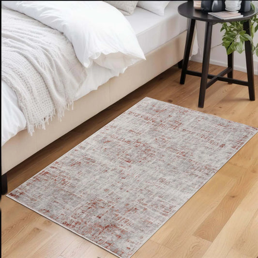 Superior Acer Distressed Abstract Area Rug, 3' x 5' Rugs for Living Room Bedroom, Rust