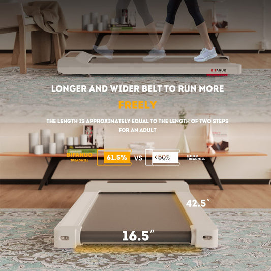 Bifanuo Under Desk Treadmill, Walking Pad 2.25HP, Walking Treadmill with 265lbs Weight Capacity, for Office Under Desk with Remote Control, Walking Jogging Machine for Home/Office Use