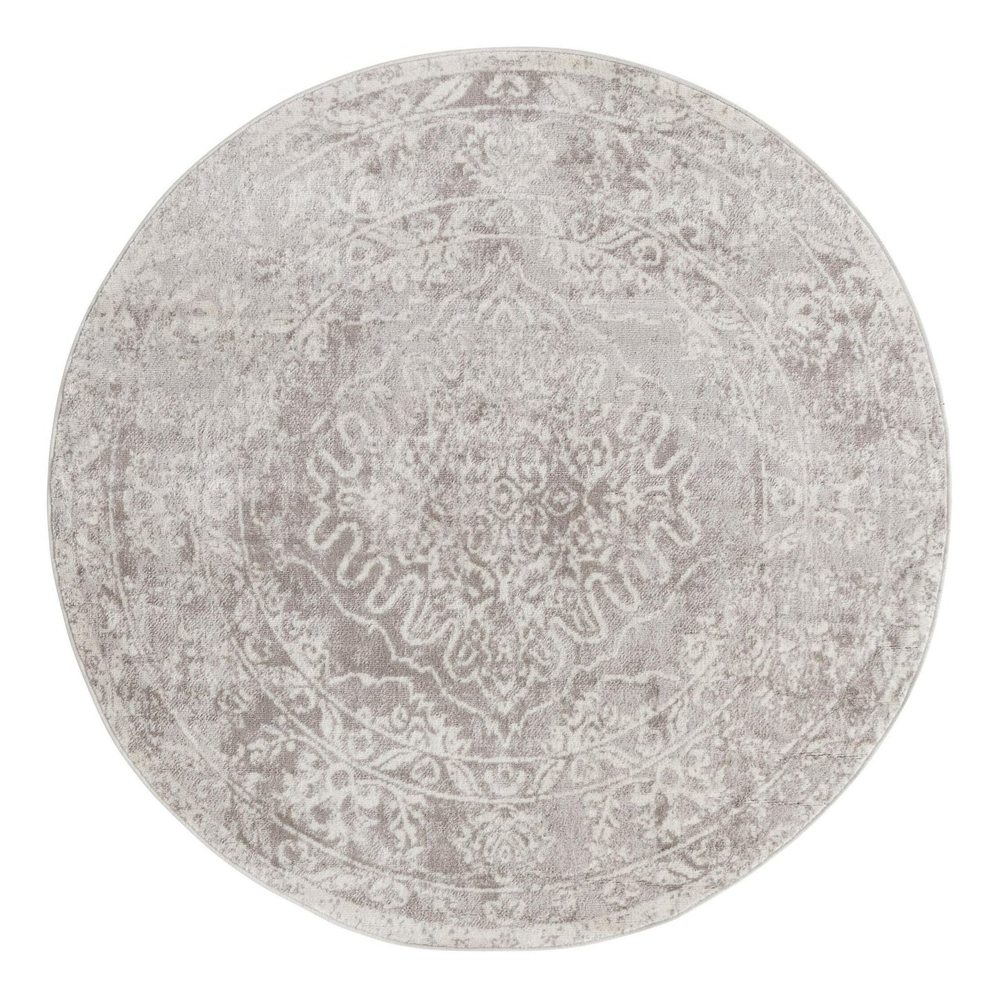 Unique Loom Oxford Collection Area Rug - Bodleian (5' 3" Round Gray/Ivory)