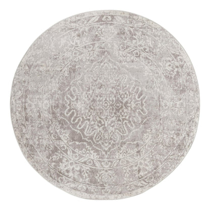 Unique Loom Oxford Collection Area Rug - Bodleian (5' 3" Round Gray/Ivory)