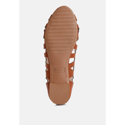 Women's Tan Sayde Woven Peep-Toe Ballet Flats, Size 9.5