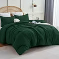 Dark Emerald Green Comforter Set Full Size, 3 Pieces Solid Breathable Quilted Boho Style Forest Bedding Sets, Luxury Fluffy Soft Microfiber Comforter All Season(1 Comforter & 2 Pillowcases)