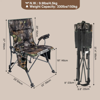 RedSwing Oversized Hunting Chairs for Blinds with Thickened Cotton, Portable Folding Camping Chairs for Adults Hunting Seats with Hard Arms for Outdoor Fishing