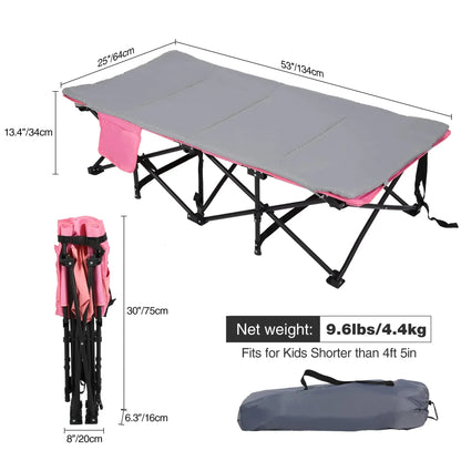 Kids Foldable Camping Cot with Mattress Pad