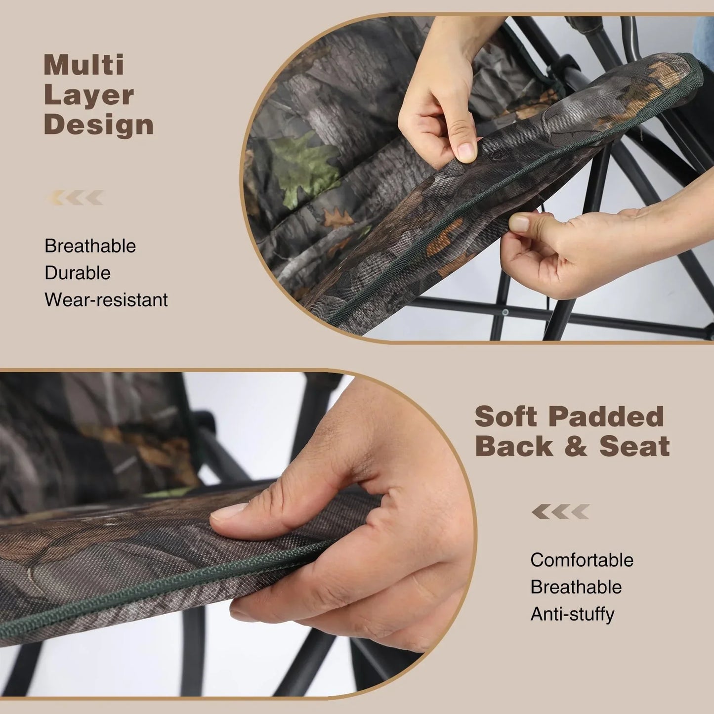 RedSwing Oversized Hunting Chairs for Blinds with Thickened Cotton, Portable Folding Camping Chairs for Adults Hunting Seats with Hard Arms for Outdoor Fishing