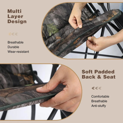 RedSwing Oversized Hunting Chairs for Blinds with Thickened Cotton, Portable Folding Camping Chairs for Adults Hunting Seats with Hard Arms for Outdoor Fishing