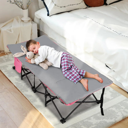 Kids Foldable Camping Cot with Mattress Pad