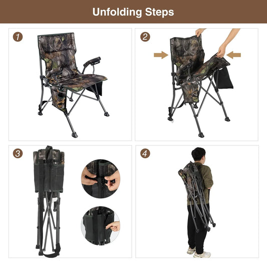 RedSwing Oversized Hunting Chairs for Blinds with Thickened Cotton, Portable Folding Camping Chairs for Adults Hunting Seats with Hard Arms for Outdoor Fishing