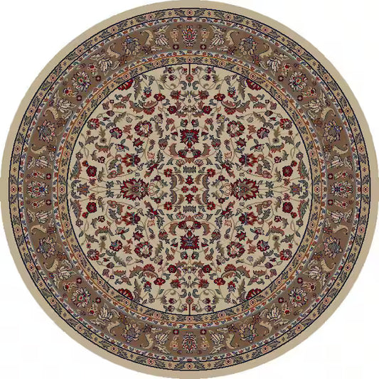 Jewel Concord Global Sarouk - Ivory 63" Round Rug