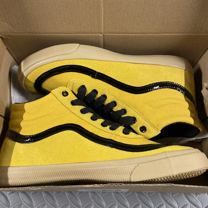 Bruce Lee Sneakers Yellow Black Stripe Tribute To Kung Fu Canvas Suede Size 9
