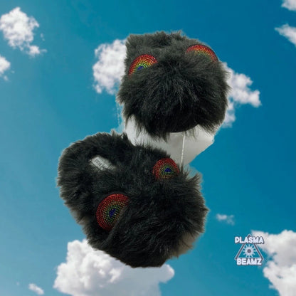 Black Furry Rhinestone Steve Madden Slippers Size Medium