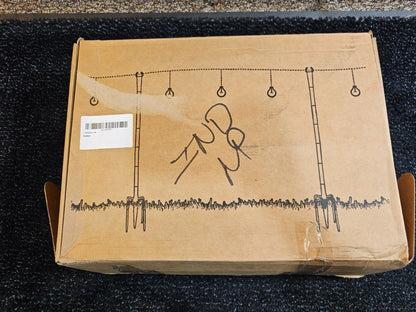 4 Pack, 7ft  Heavy Duty Metal String Light Poles Adjustable Outdoor Lighting Stand for Patio,Backyard,Garden,Party & Wedding Rustproof & Sturdy with Hooks