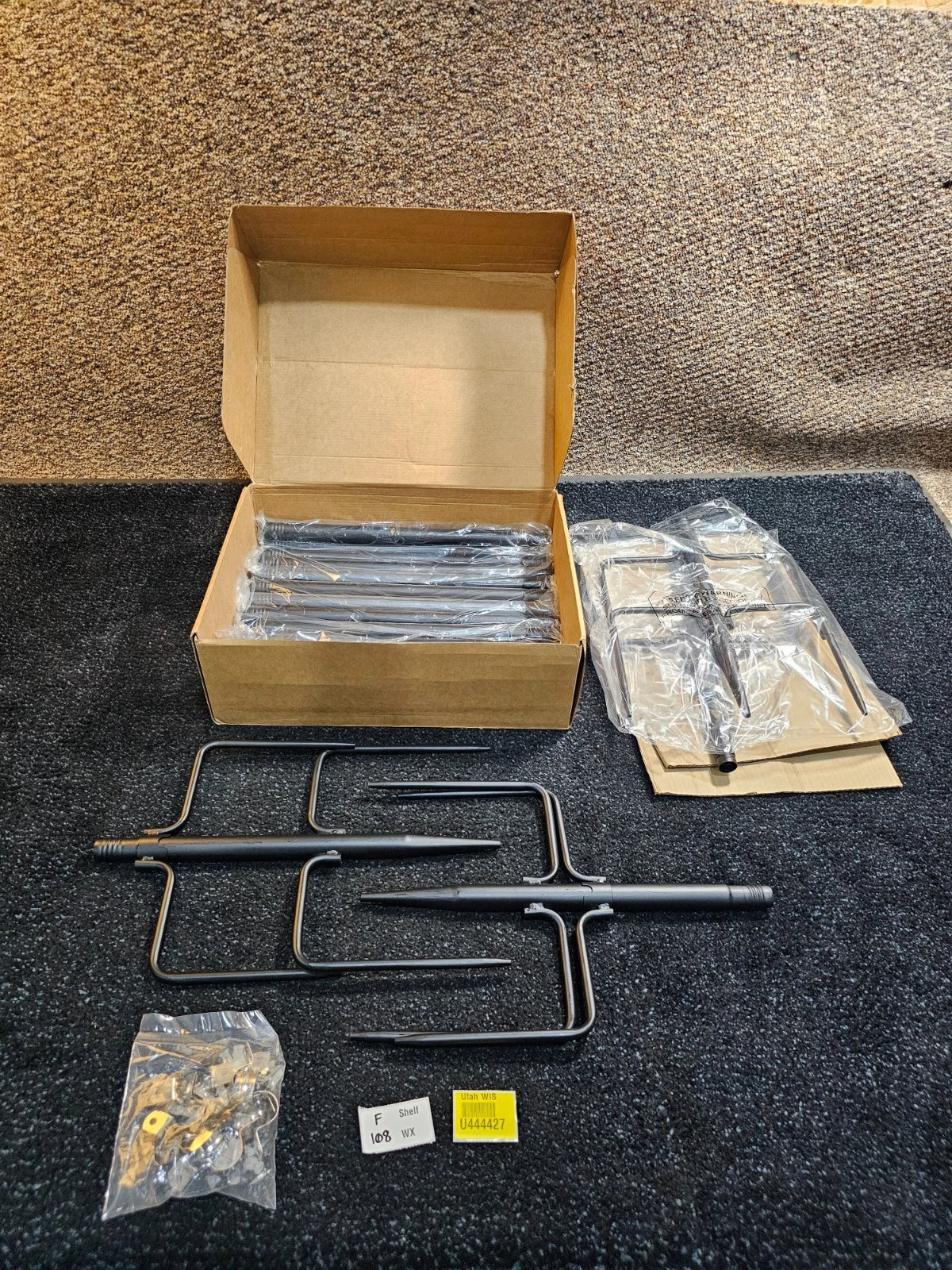 4 Pack, 7ft  Heavy Duty Metal String Light Poles Adjustable Outdoor Lighting Stand for Patio,Backyard,Garden,Party & Wedding Rustproof & Sturdy with Hooks