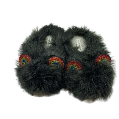 Black Furry Rhinestone Steve Madden Slippers Size Medium