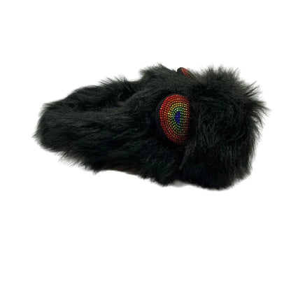 Black Furry Rhinestone Steve Madden Slippers Size Medium